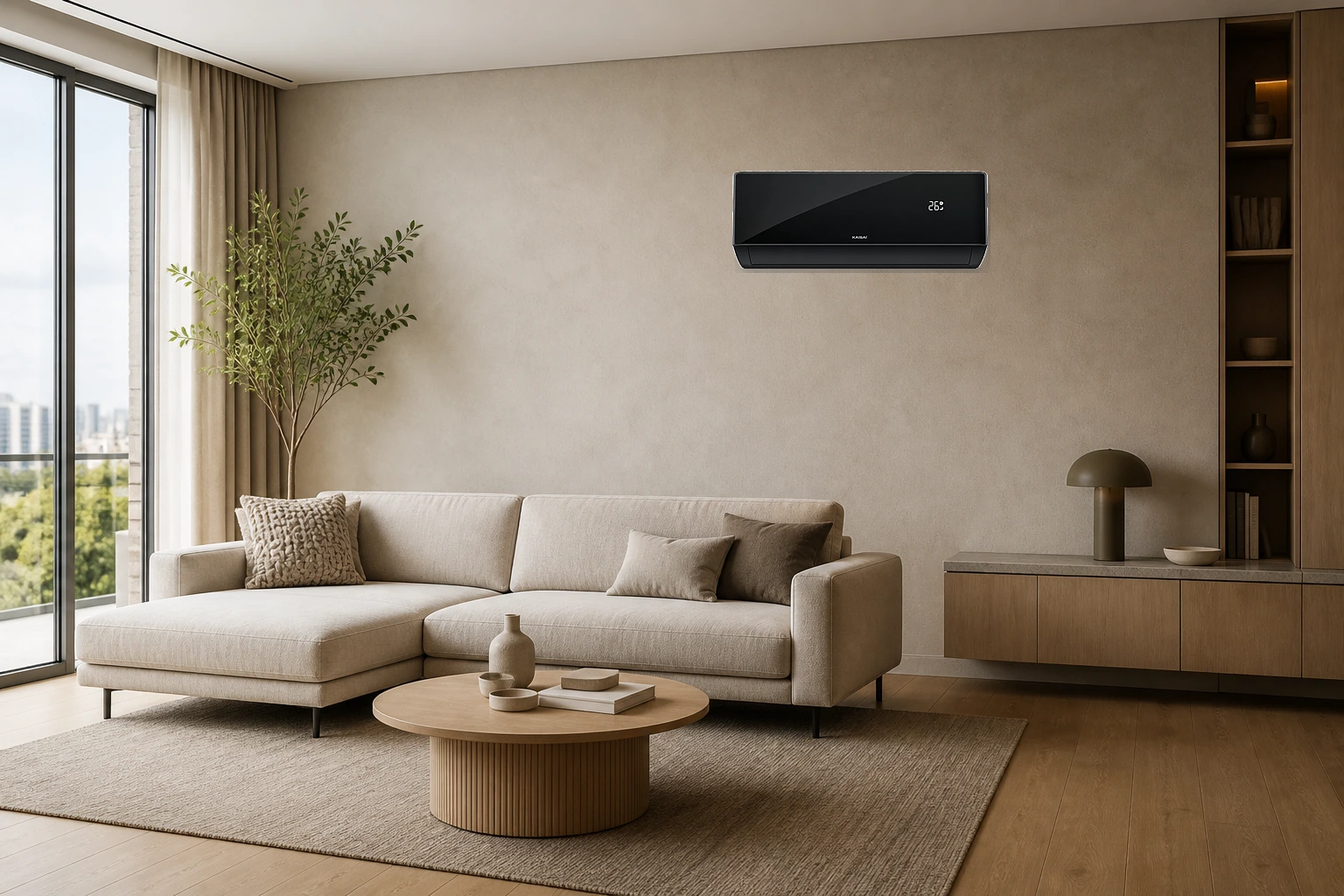 Kaisai Pro Heat+ T-line Czarny w aranżacji nowoczesnego wnętrza