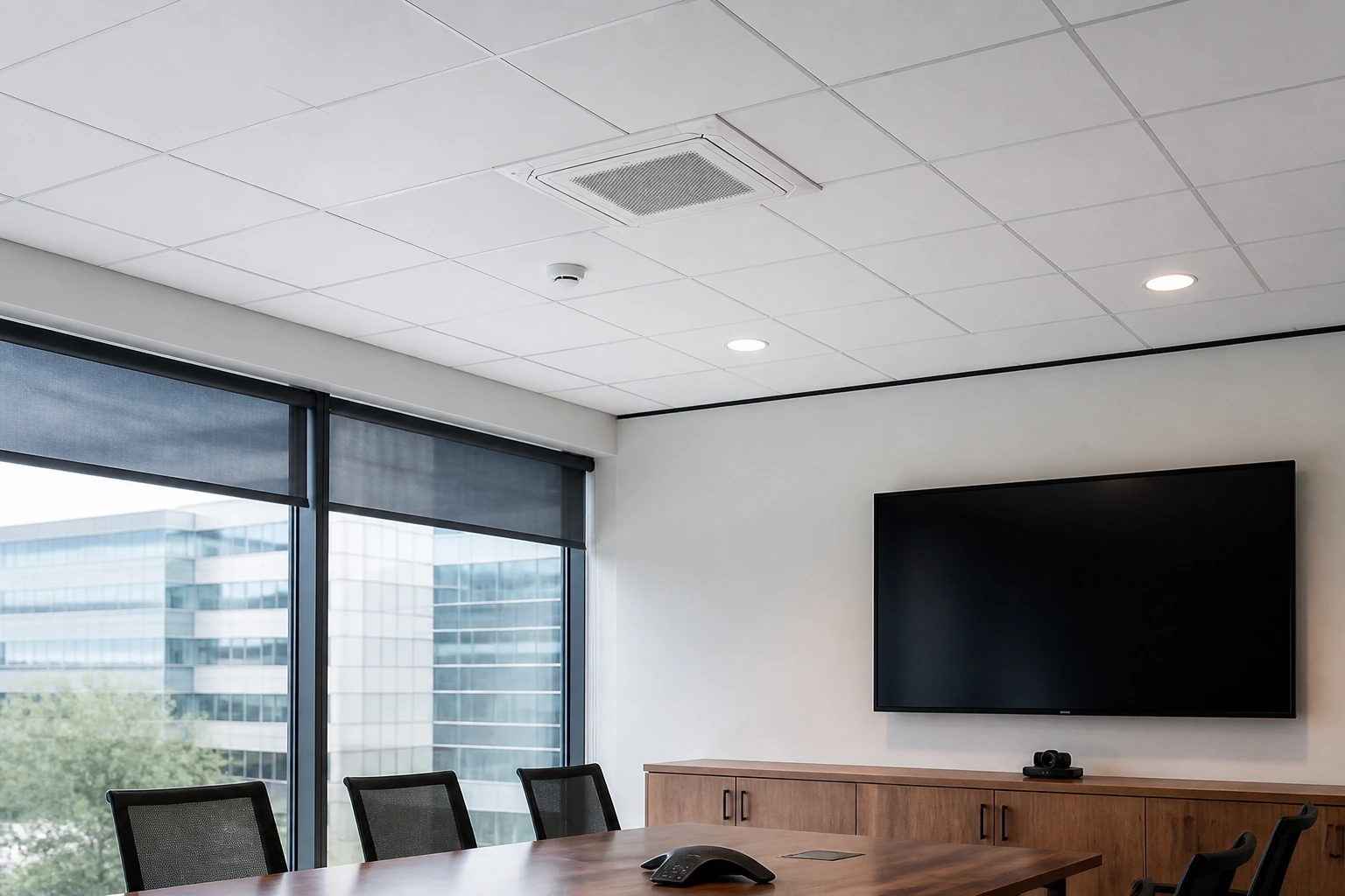 Fujitsu KRLB Kasetonowy 360° w aranżacji nowoczesnego wnętrza