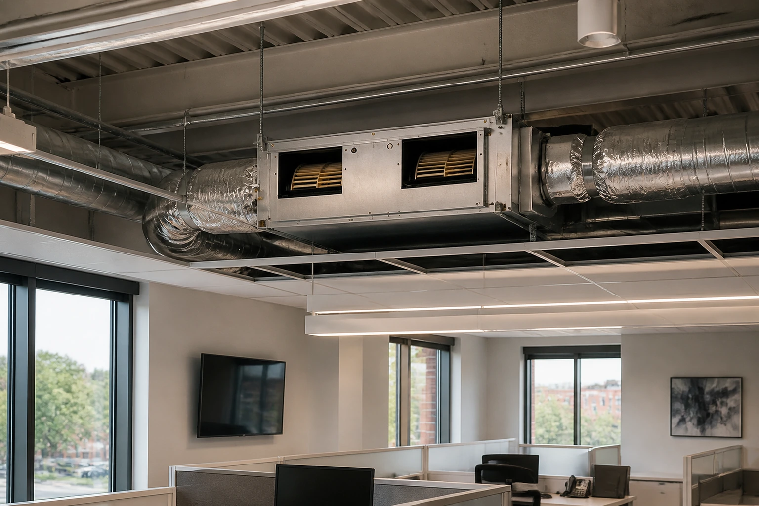 Fujitsu VRF ARXC Kanałowy Wysoki Spręż w aranżacji nowoczesnego wnętrza