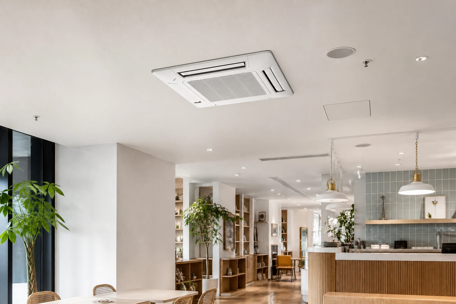 Fujitsu VRF AUXM Kasetonowy Slim 360° — studyjna prezentacja konstrukcji i wykończenia urządzenia