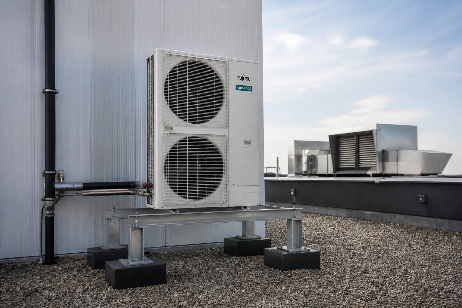 Fujitsu AIRSTAGE VRF J-IV R410A w aranżacji nowoczesnego wnętrza