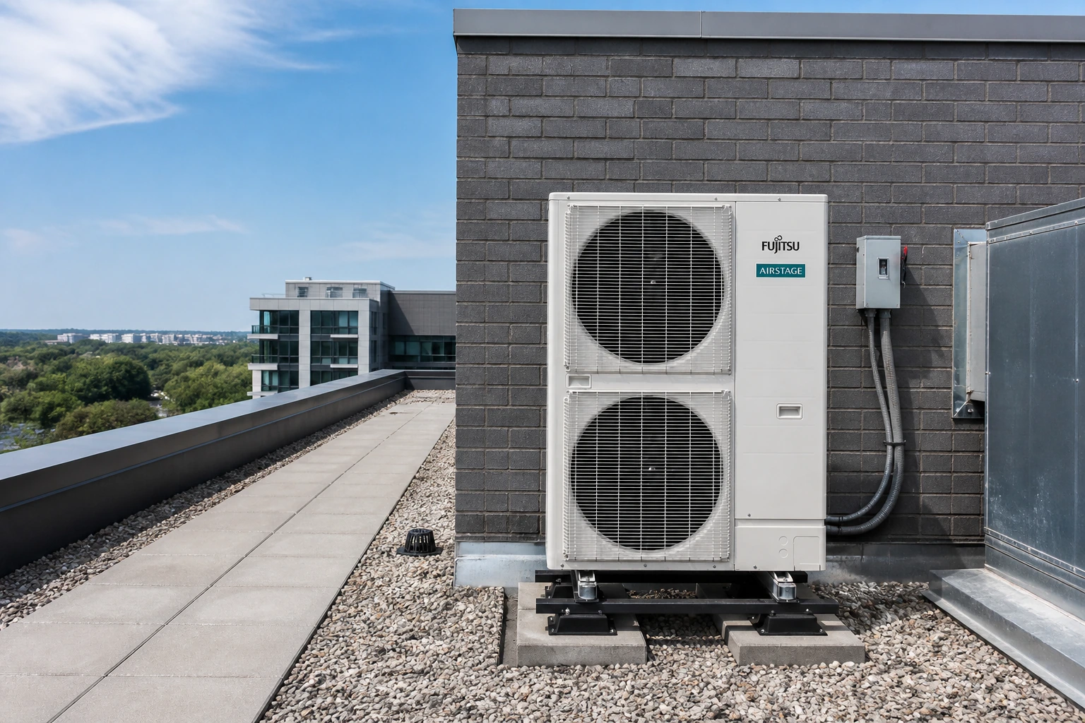 Fujitsu AIRSTAGE VRF J-IV R410A — powiększony widok obudowy i nawiewu