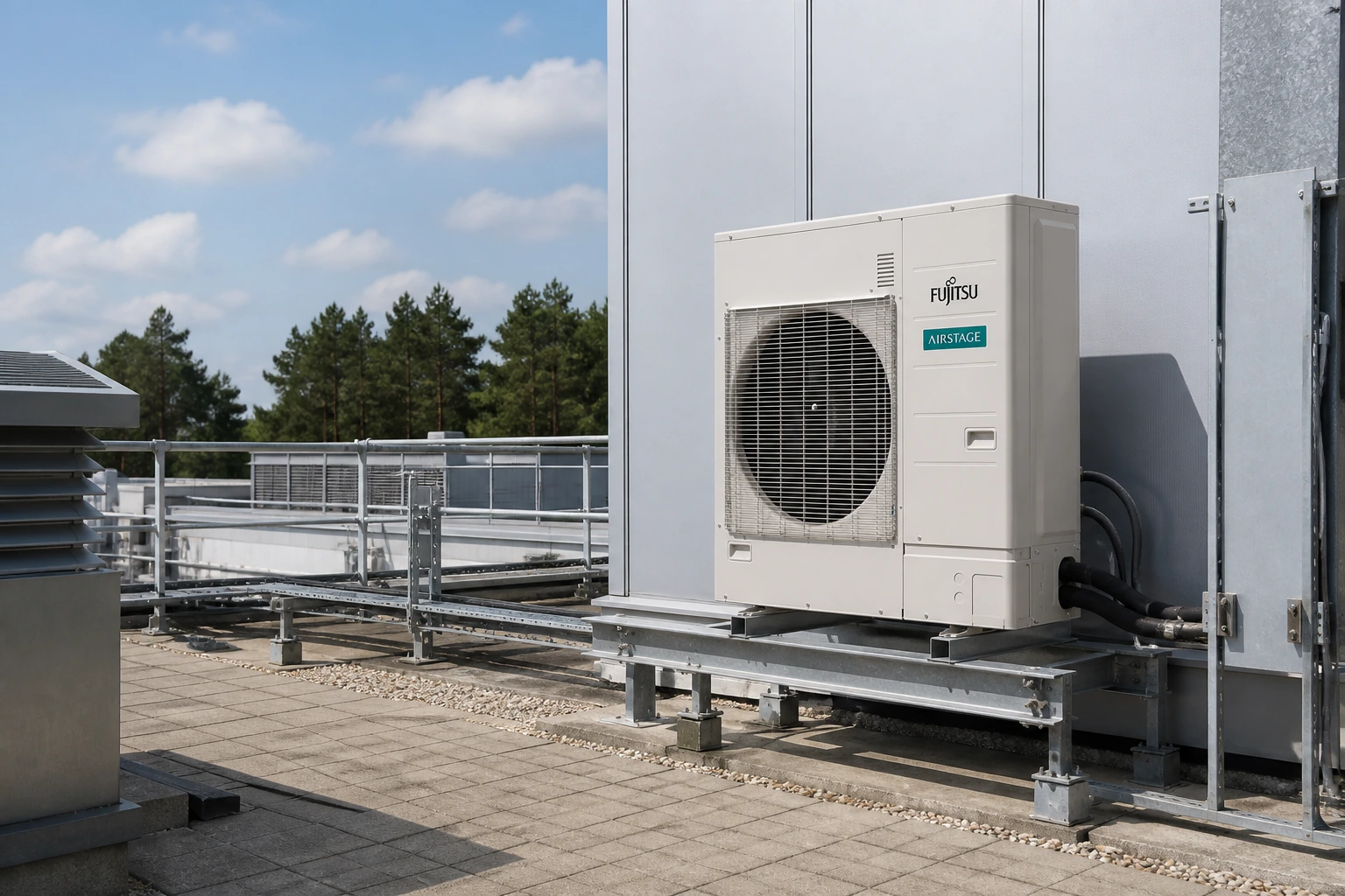 Fujitsu AIRSTAGE VRF J-IVS R410A w aranżacji nowoczesnego wnętrza